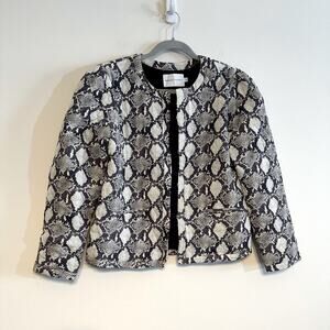 Rebecca Minkoff Snake Print Quilted Crew Neck Hook Front Jacket EUC Small